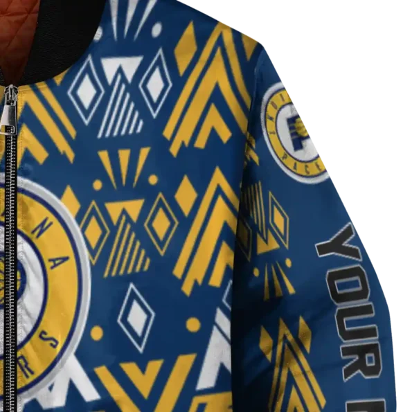 customized indiana pacers pyramid shapes blue bomber jacket premium grade