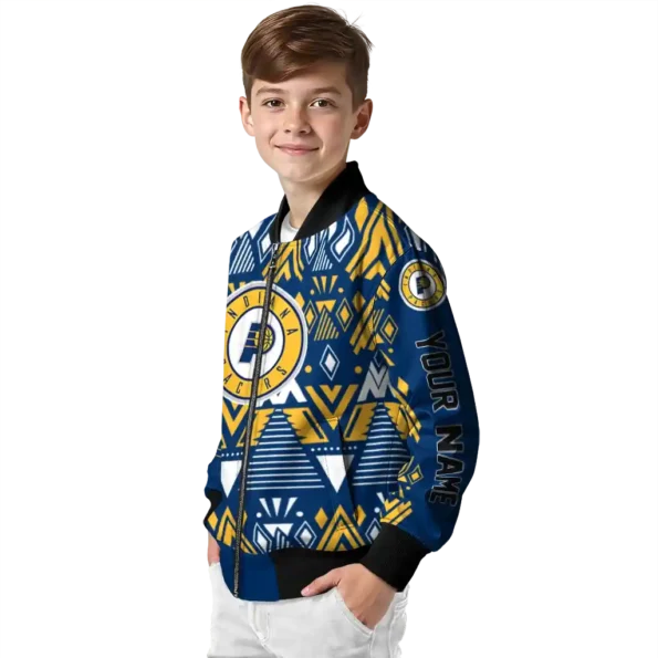 customized indiana pacers pyramid shapes blue bomber jacket trendy