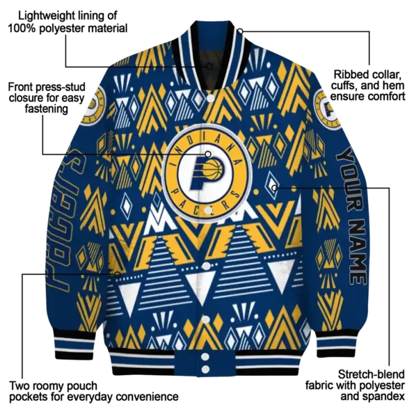 customized indiana pacers pyramid shapes blue varsity jacket new arrival.webp