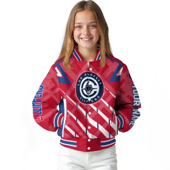 customized los angeles clippers chevron angles red varsity jacket top rated.webp