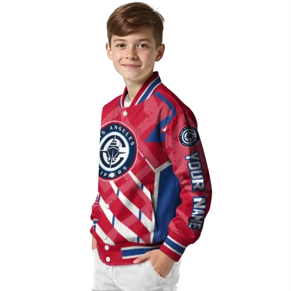 customized los angeles clippers chevron angles red varsity jacket trendy.webp