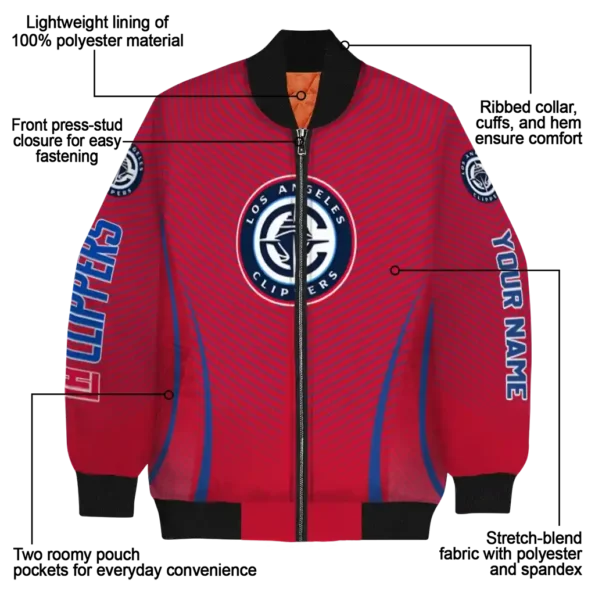 customized los angeles clippers chevron arrow red bomber jacket new arrival
