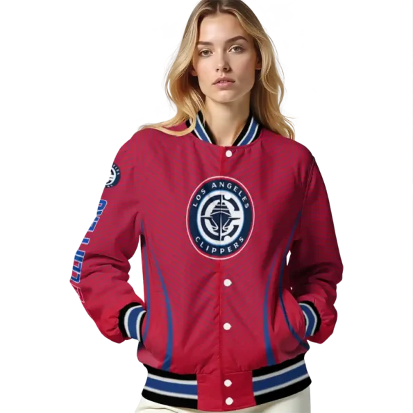 customized los angeles clippers chevron arrow red varsity jacket latest model.webp