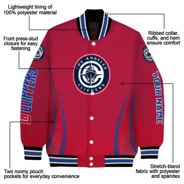 customized los angeles clippers chevron arrow red varsity jacket new arrival.webp