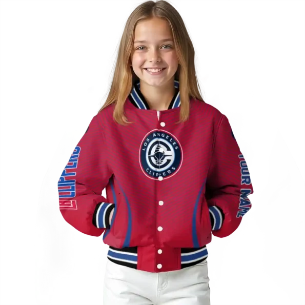 customized los angeles clippers chevron arrow red varsity jacket top rated.webp
