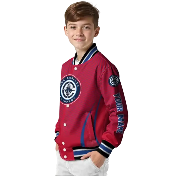 customized los angeles clippers chevron arrow red varsity jacket trendy.webp