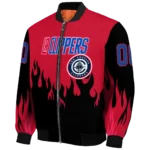 customized los angeles clippers flame border red black bomber jacket best selling