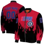 customized los angeles clippers flame border red black bomber jacket best selling
