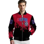 customized los angeles clippers flame border red black bomber jacket best selling