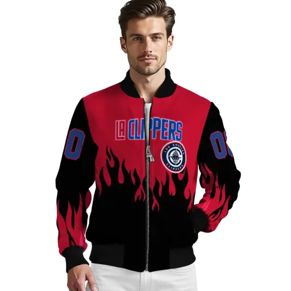 customized los angeles clippers flame border red black bomber jacket high quality