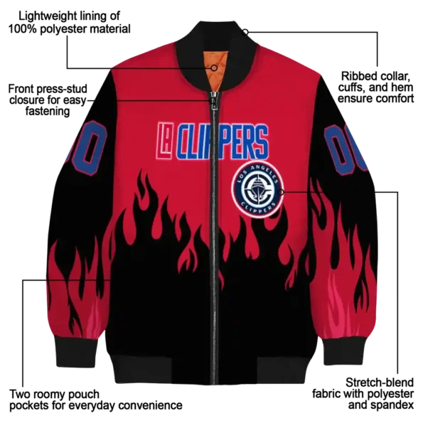 customized los angeles clippers flame border red black bomber jacket new arrival