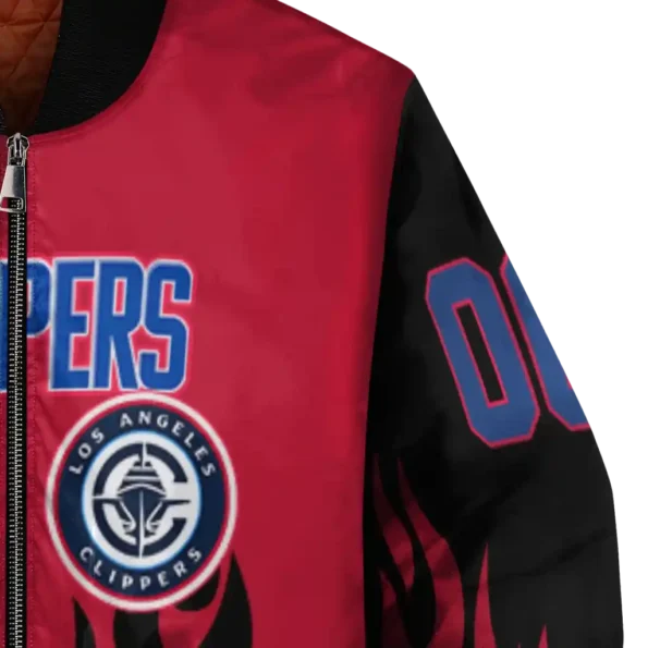 customized los angeles clippers flame border red black bomber jacket premium grade