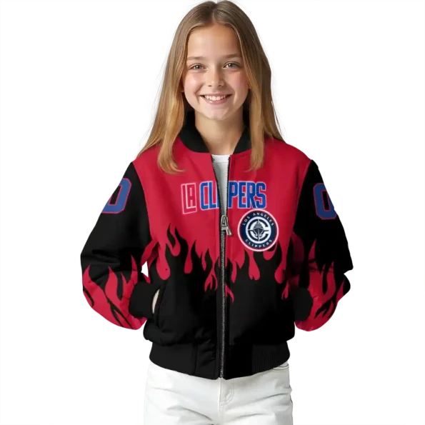 customized los angeles clippers flame border red black bomber jacket top rated