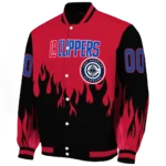 customized los angeles clippers flame border red black varsity jacket best selling.webp
