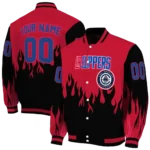 customized los angeles clippers flame border red black varsity jacket best selling.webp