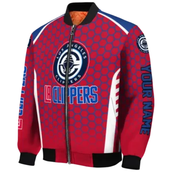 customized los angeles clippers hexagon grid red bomber jacket best selling