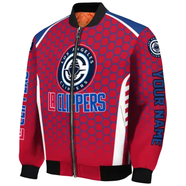 customized los angeles clippers hexagon grid red bomber jacket best selling