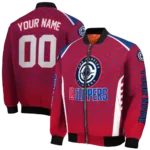 customized los angeles clippers hexagon grid red bomber jacket best selling