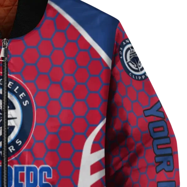 customized los angeles clippers hexagon grid red bomber jacket premium grade