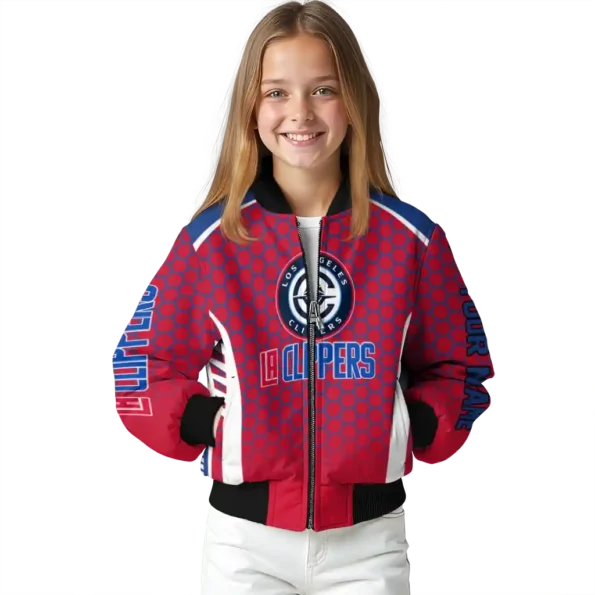 customized los angeles clippers hexagon grid red bomber jacket top rated