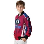 customized los angeles clippers hexagon grid red bomber jacket best selling