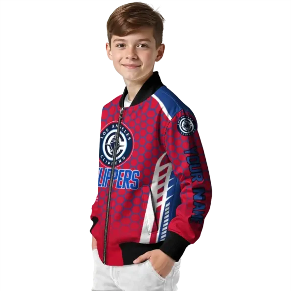 customized los angeles clippers hexagon grid red bomber jacket trendy