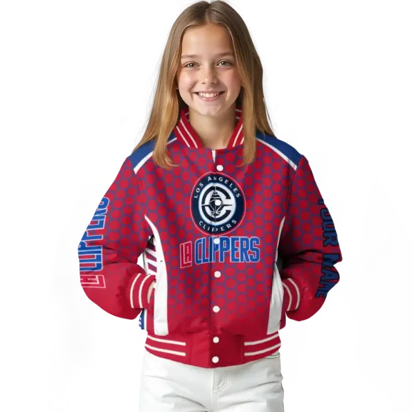 customized los angeles clippers hexagon grid red varsity jacket top rated.webp
