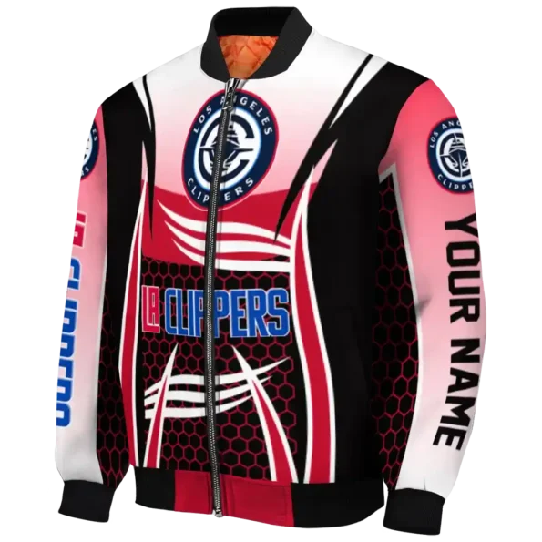 customized los angeles clippers mesh effect red black bomber jacket best selling