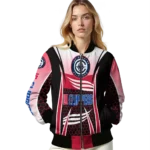 customized los angeles clippers mesh effect red black bomber jacket best selling
