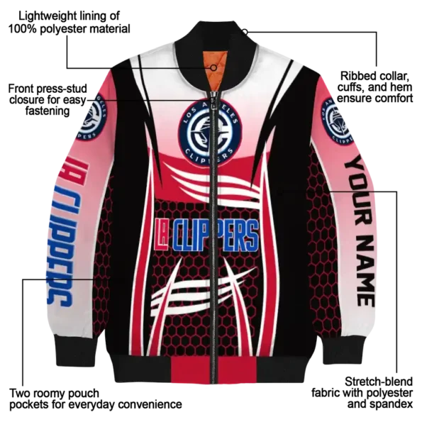 customized los angeles clippers mesh effect red black bomber jacket new arrival