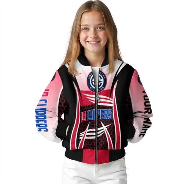 customized los angeles clippers mesh effect red black bomber jacket top rated
