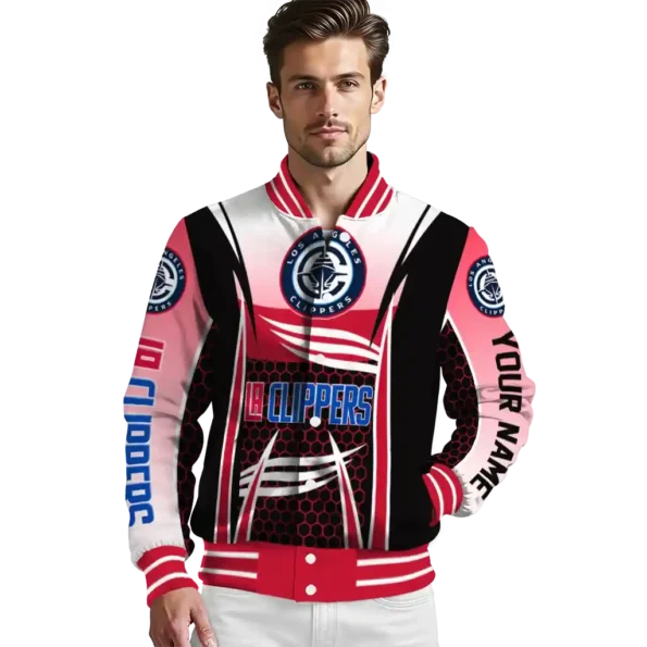 customized los angeles clippers mesh effect red black varsity jacket high quality.webp