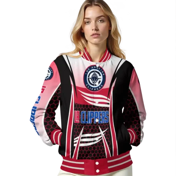 customized los angeles clippers mesh effect red black varsity jacket latest model.webp