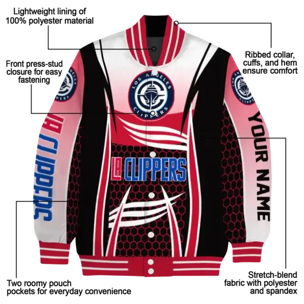 customized los angeles clippers mesh effect red black varsity jacket new arrival.webp