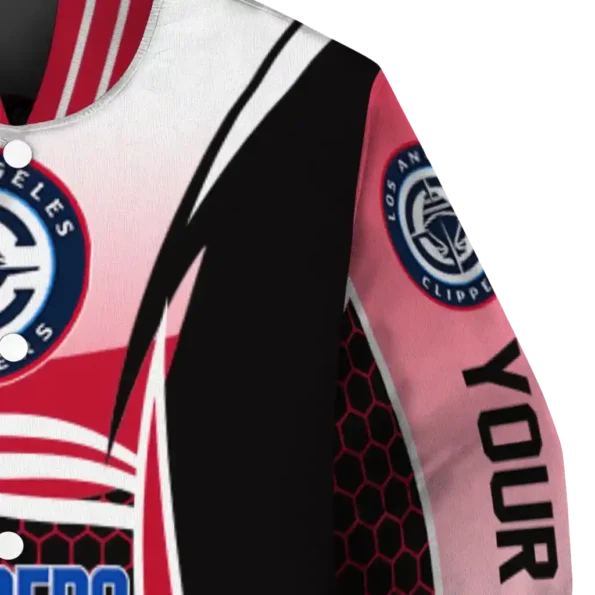 customized los angeles clippers mesh effect red black varsity jacket premium grade.webp