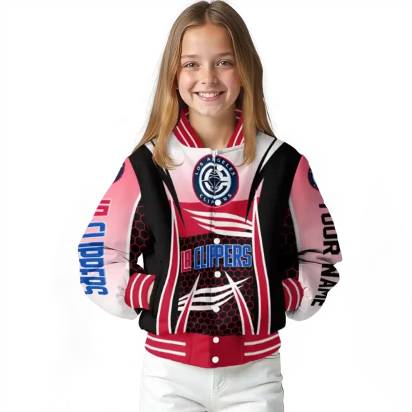 customized los angeles clippers mesh effect red black varsity jacket top rated.webp
