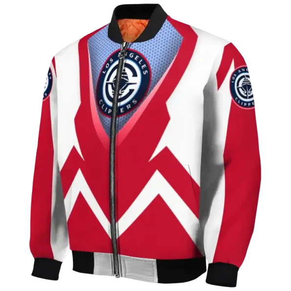 customized los angeles clippers v stripes red white bomber jacket best selling