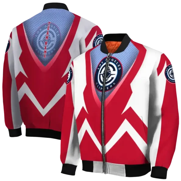 customized los angeles clippers v stripes red white bomber jacket fashion forward