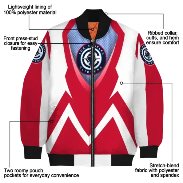 customized los angeles clippers v stripes red white bomber jacket new arrival