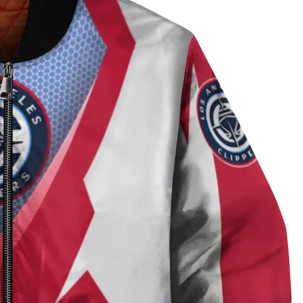 customized los angeles clippers v stripes red white bomber jacket premium grade