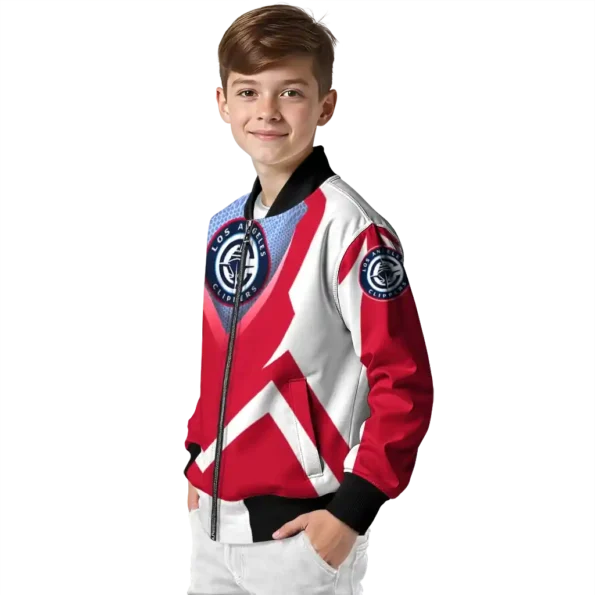 customized los angeles clippers v stripes red white bomber jacket trendy