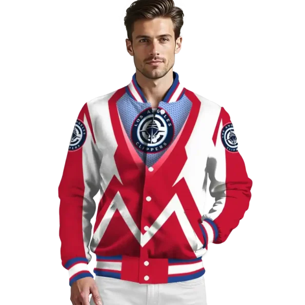 customized los angeles clippers v stripes red white varsity jacket high quality.webp