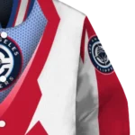 customized los angeles clippers v stripes red white varsity jacket best selling.webp