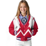 customized los angeles clippers v stripes red white varsity jacket best selling.webp