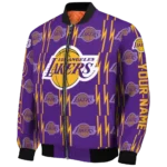 customized los angeles lakers bolt stripe purple bomber jacket best selling