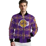 customized los angeles lakers bolt stripe purple bomber jacket best selling