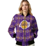 customized los angeles lakers bolt stripe purple bomber jacket best selling