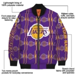 customized los angeles lakers bolt stripe purple bomber jacket best selling