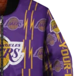 customized los angeles lakers bolt stripe purple bomber jacket best selling