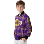 customized los angeles lakers bolt stripe purple bomber jacket best selling